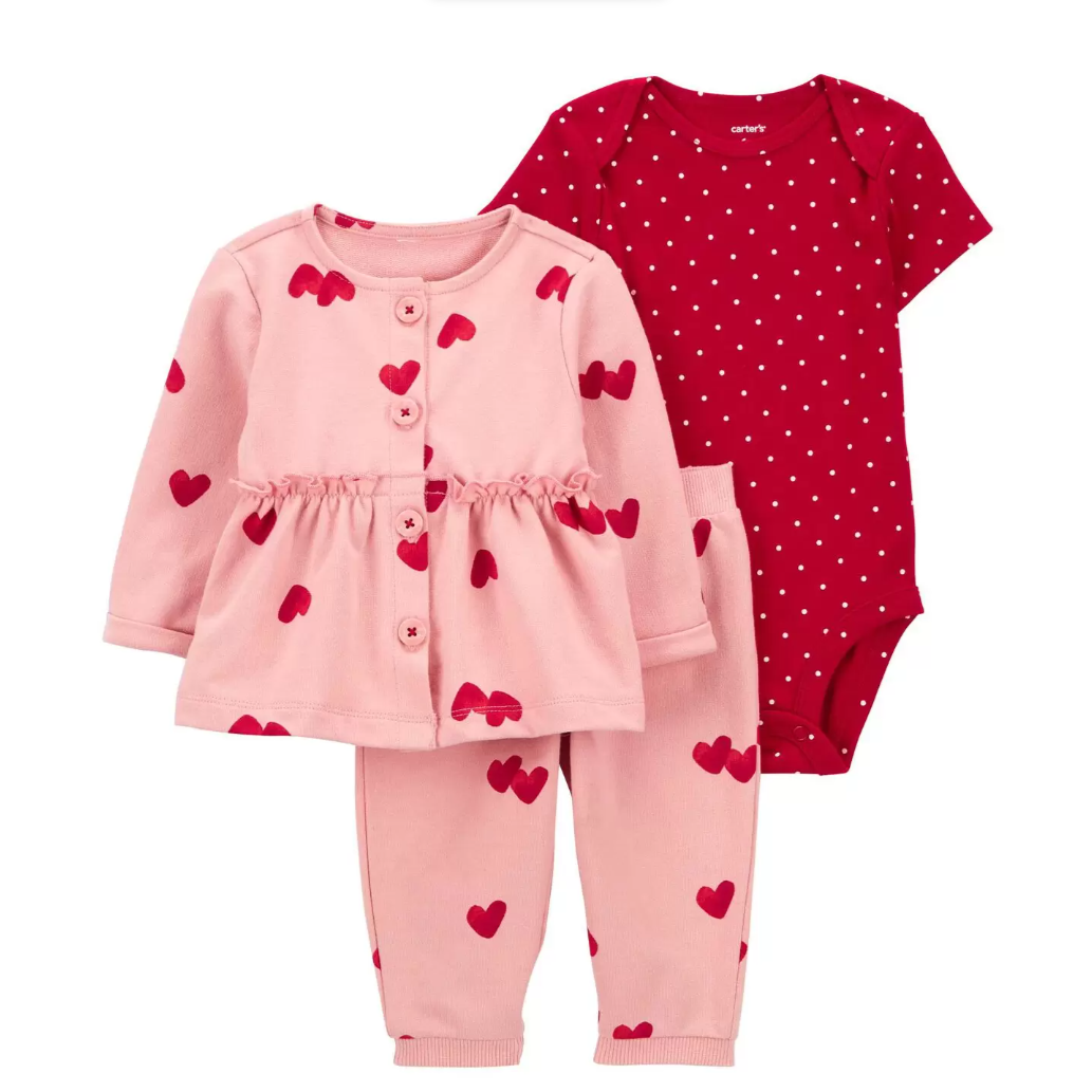 Carter's set onesies + top corazones